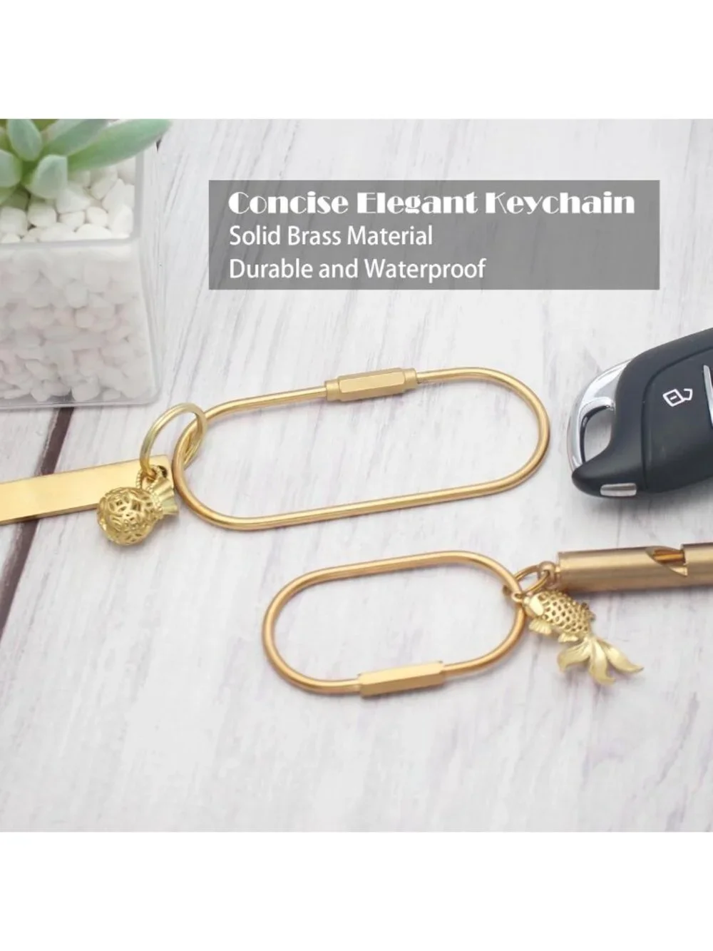 Gold Carabiner Keychain Clip with Lock, Stylish Bag Charms & Key Ring